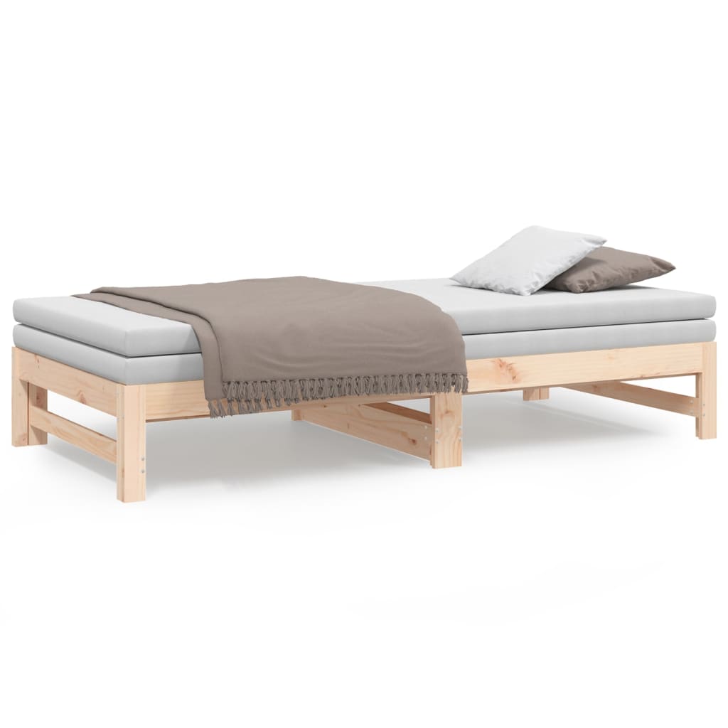 Pull-Out Day Bed 2X(92X187) Cm Single Size Solid Wood Pine