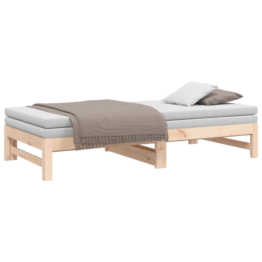 Pull-Out Day Bed 2X(92X187) Cm Single Size Solid Wood Pine