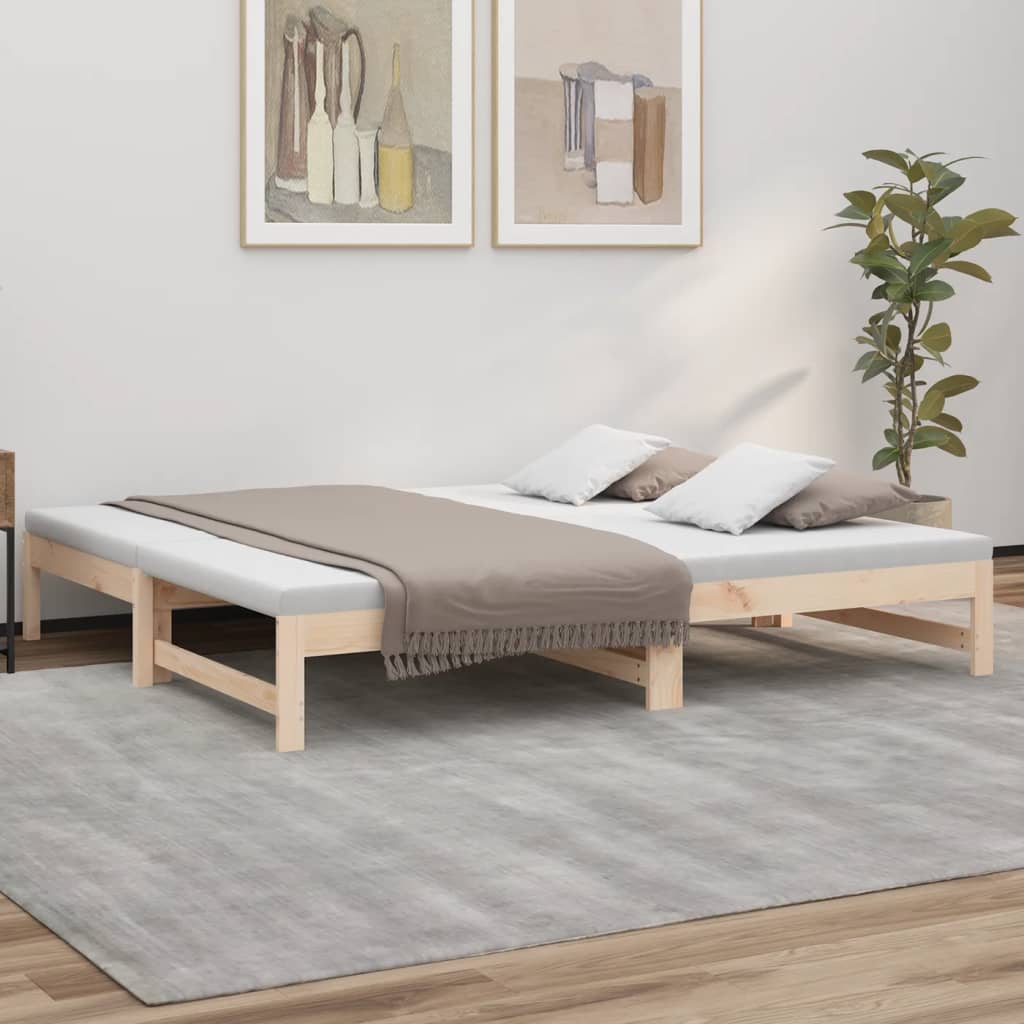 Pull-Out Day Bed 2X(92X187) Cm Single Size Solid Wood Pine