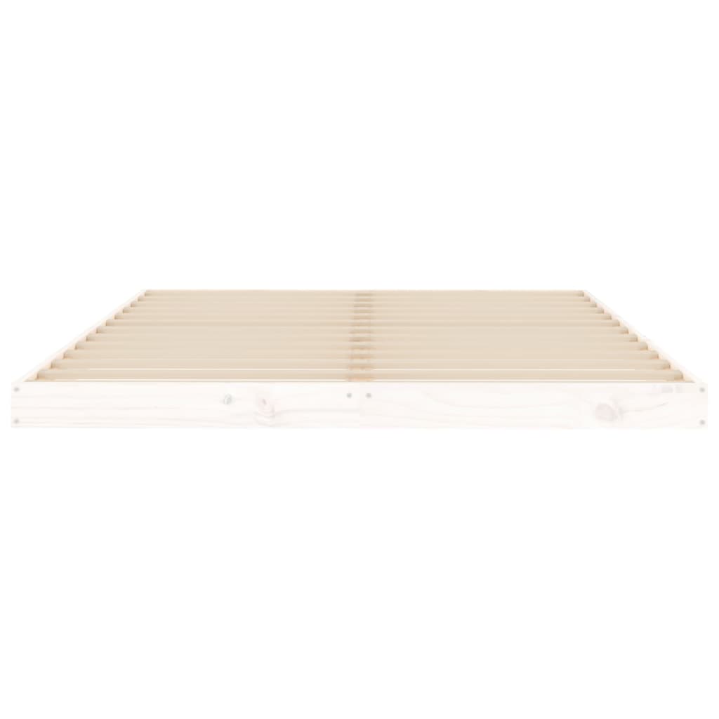 Bed Frame White 137x187 cm Solid Wood Pine Double Size