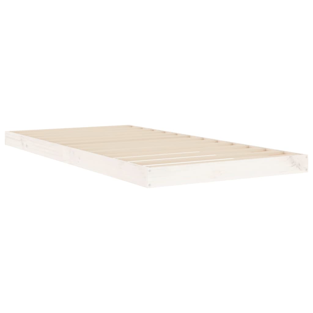 Bed Frame White 92X187 Cm Single Size Solid Wood Pine