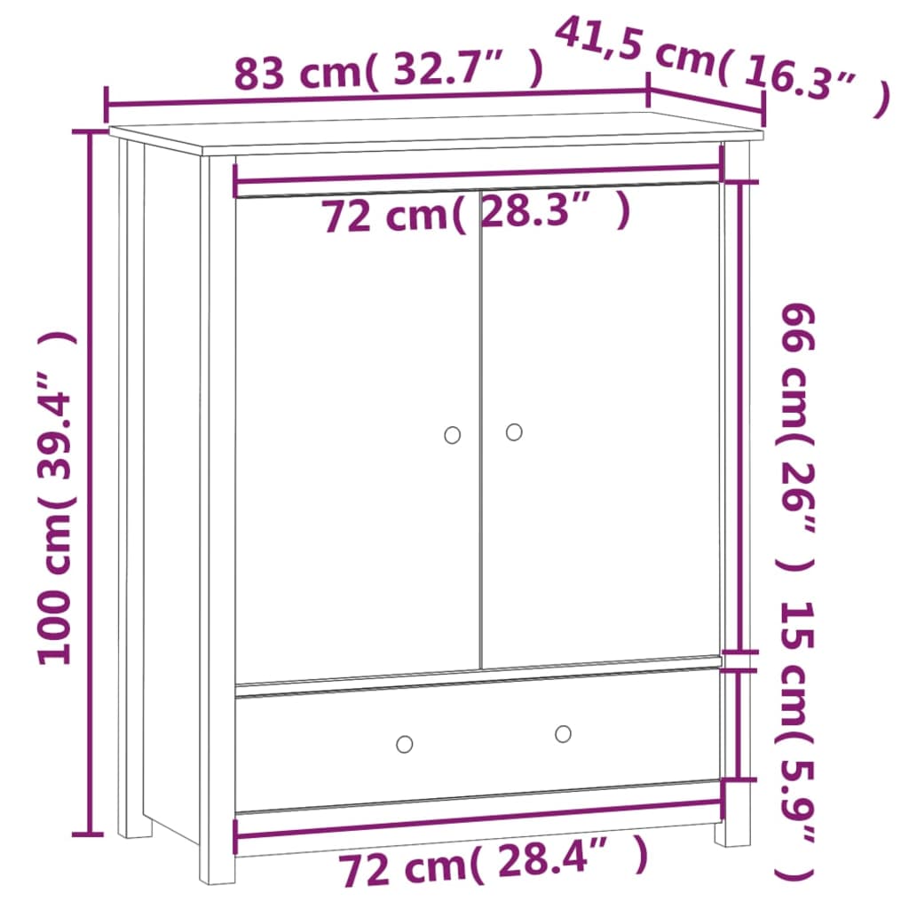 Highboard 83x41.5x100 cm Solid Wood Pine