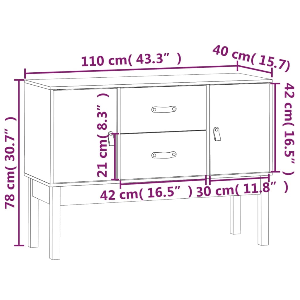 Sideboard 0X40X78 Cm Solid Wood Pine