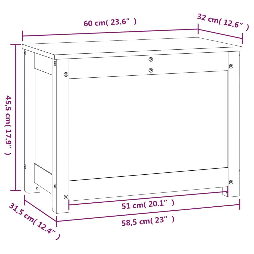 Storage Box 60x32x45.5 cm Solid Wood Pine