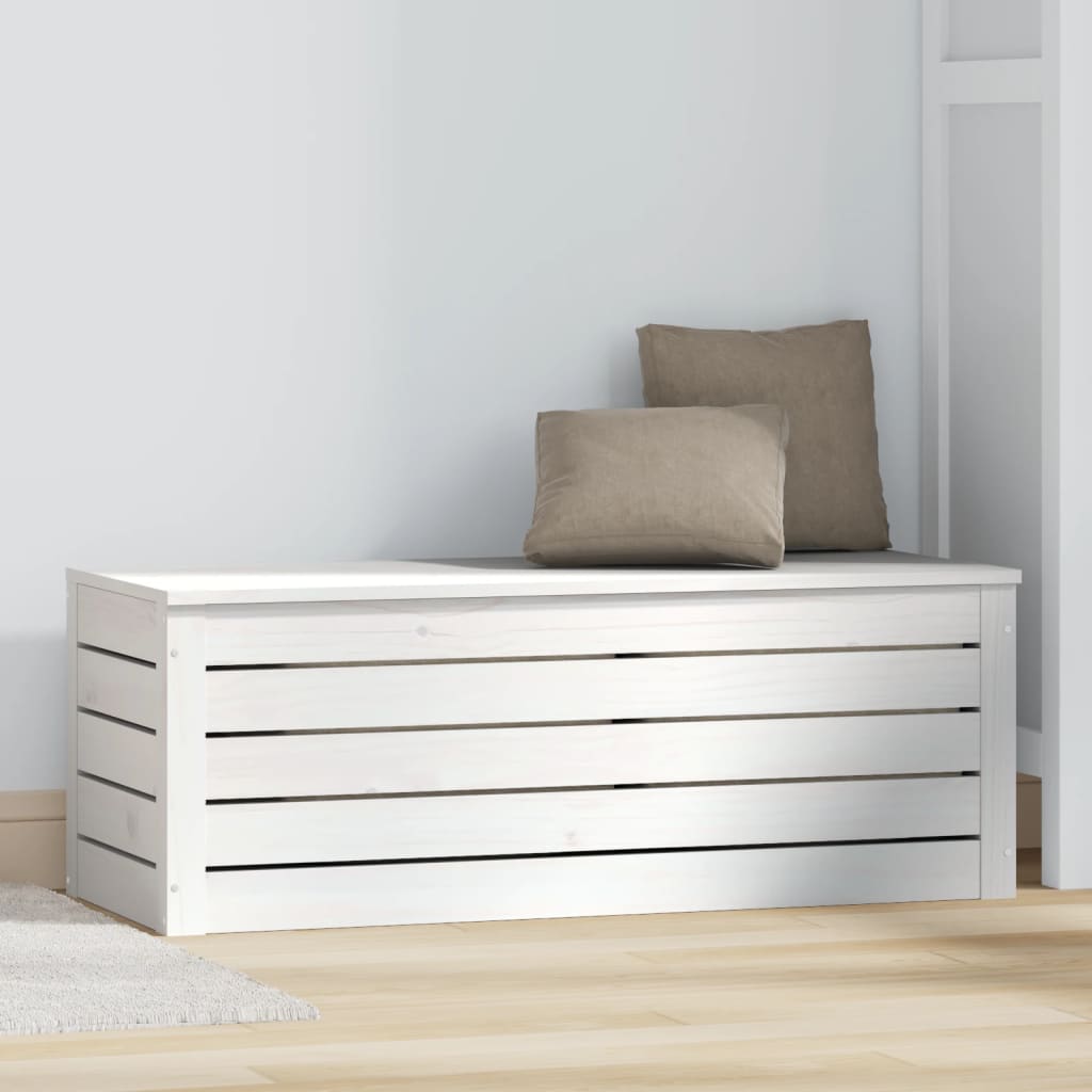 Storage Box White 89x36.5x33 cm Solid Wood Pine