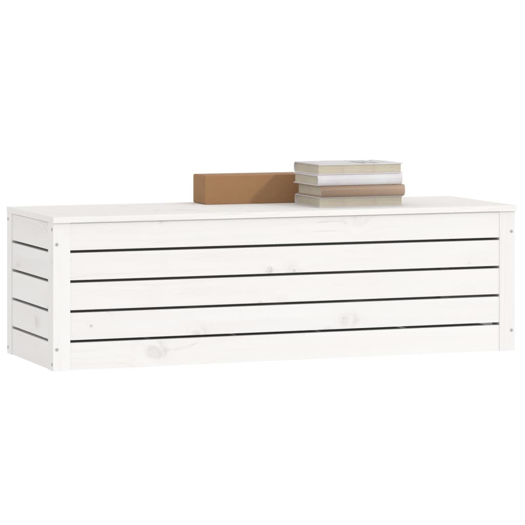 Storage Box White 109x36.5x33 cm Solid Wood Pine