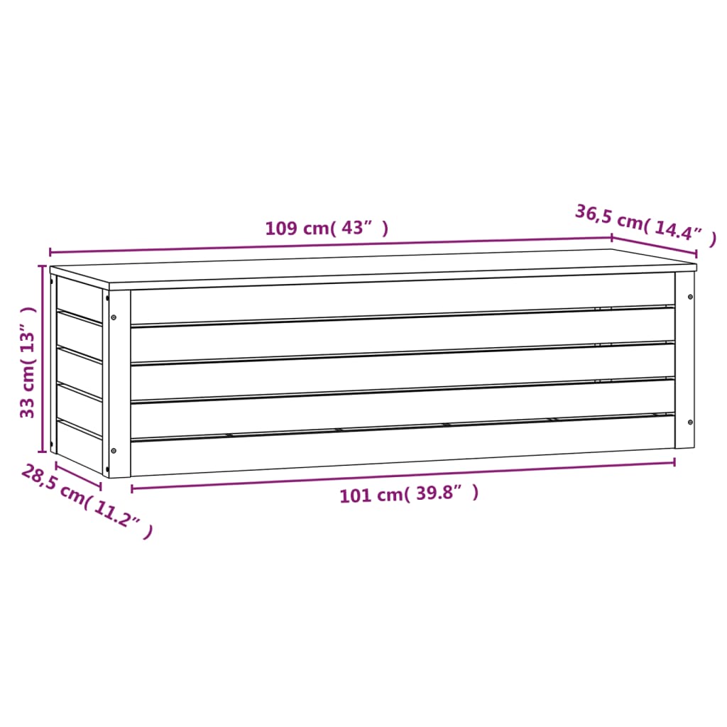 Storage Box White 109x36.5x33 cm Solid Wood Pine