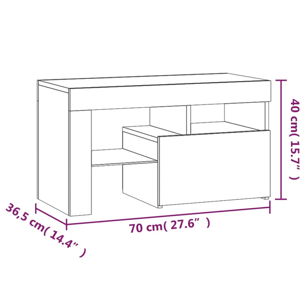 Bedside Cabinets 2 pcs with LED Lights Concrete Grey 70x36.5x40 cm