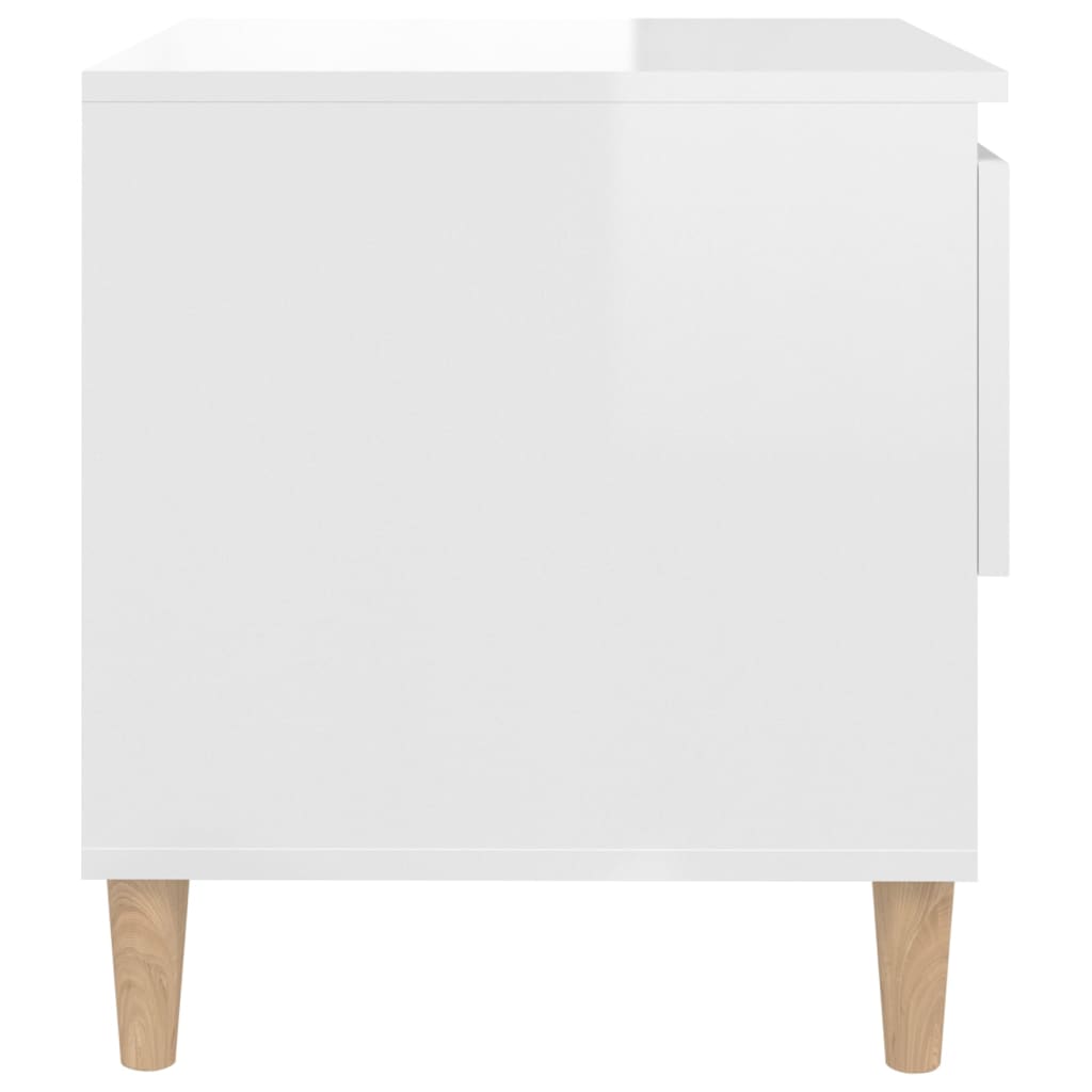 Bedside Table High Gloss White 50x46x50 cm Engineered Wood