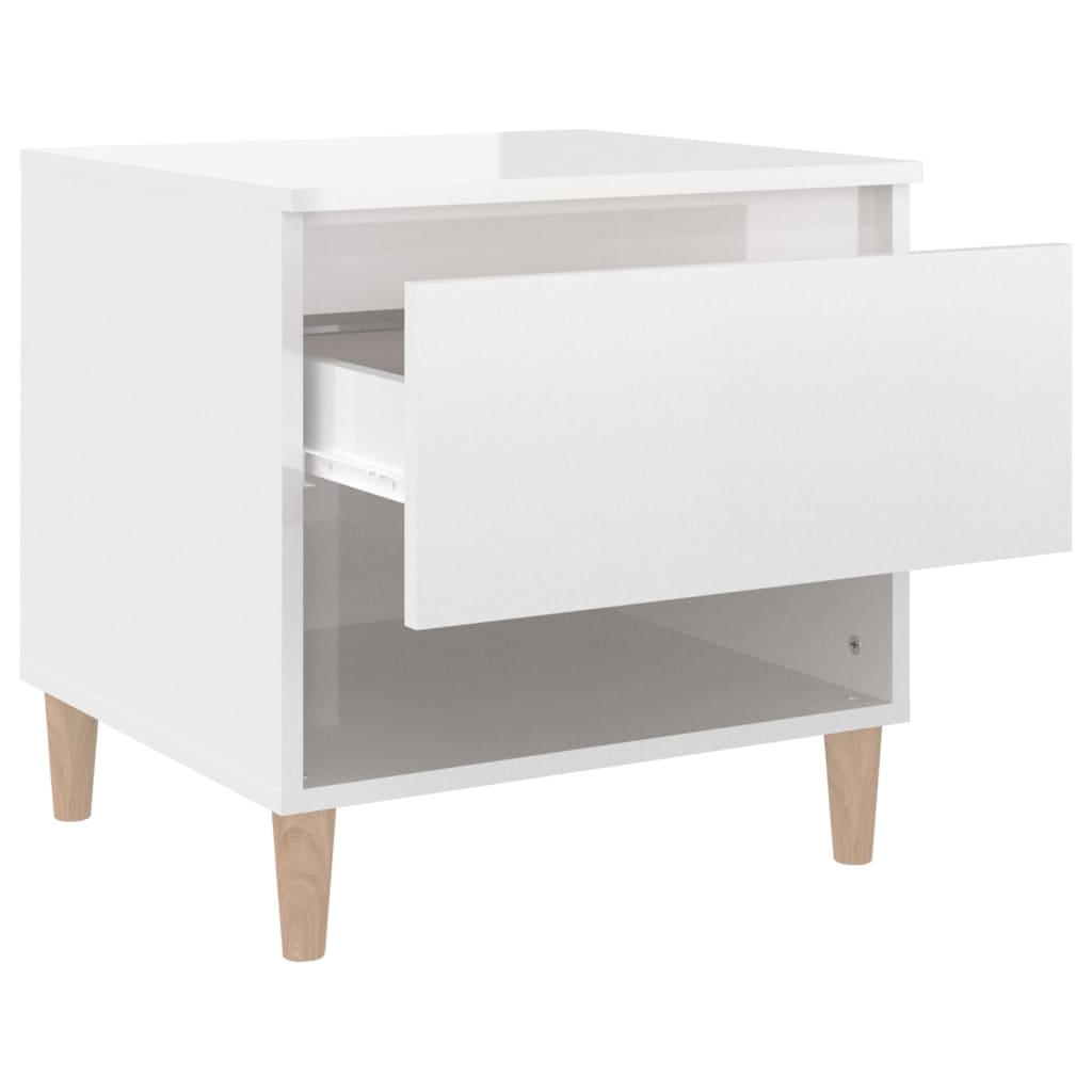 Bedside Table High Gloss White 50x46x50 cm Engineered Wood