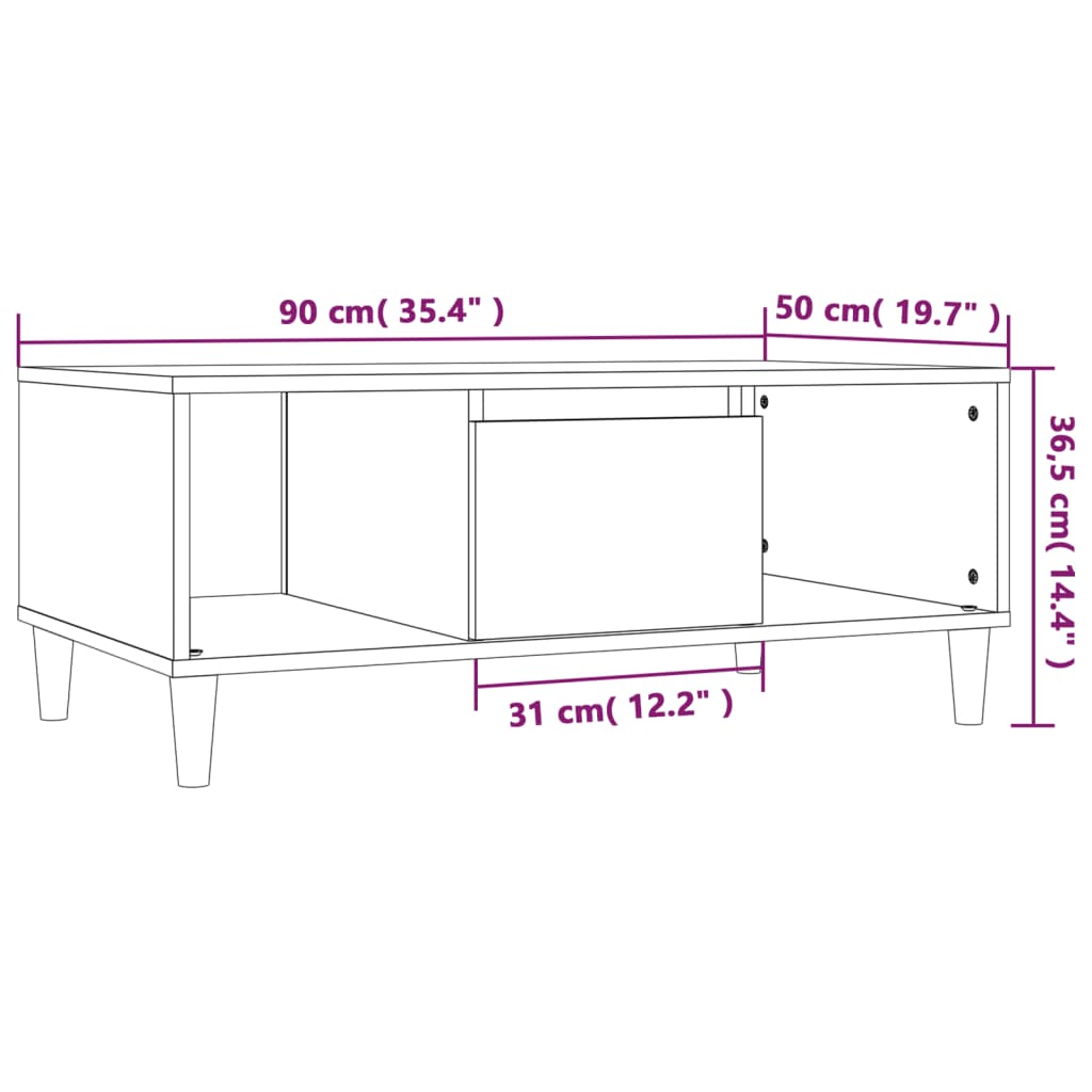 Coffee Table 90X50X36.5 Cm Engineered Wood