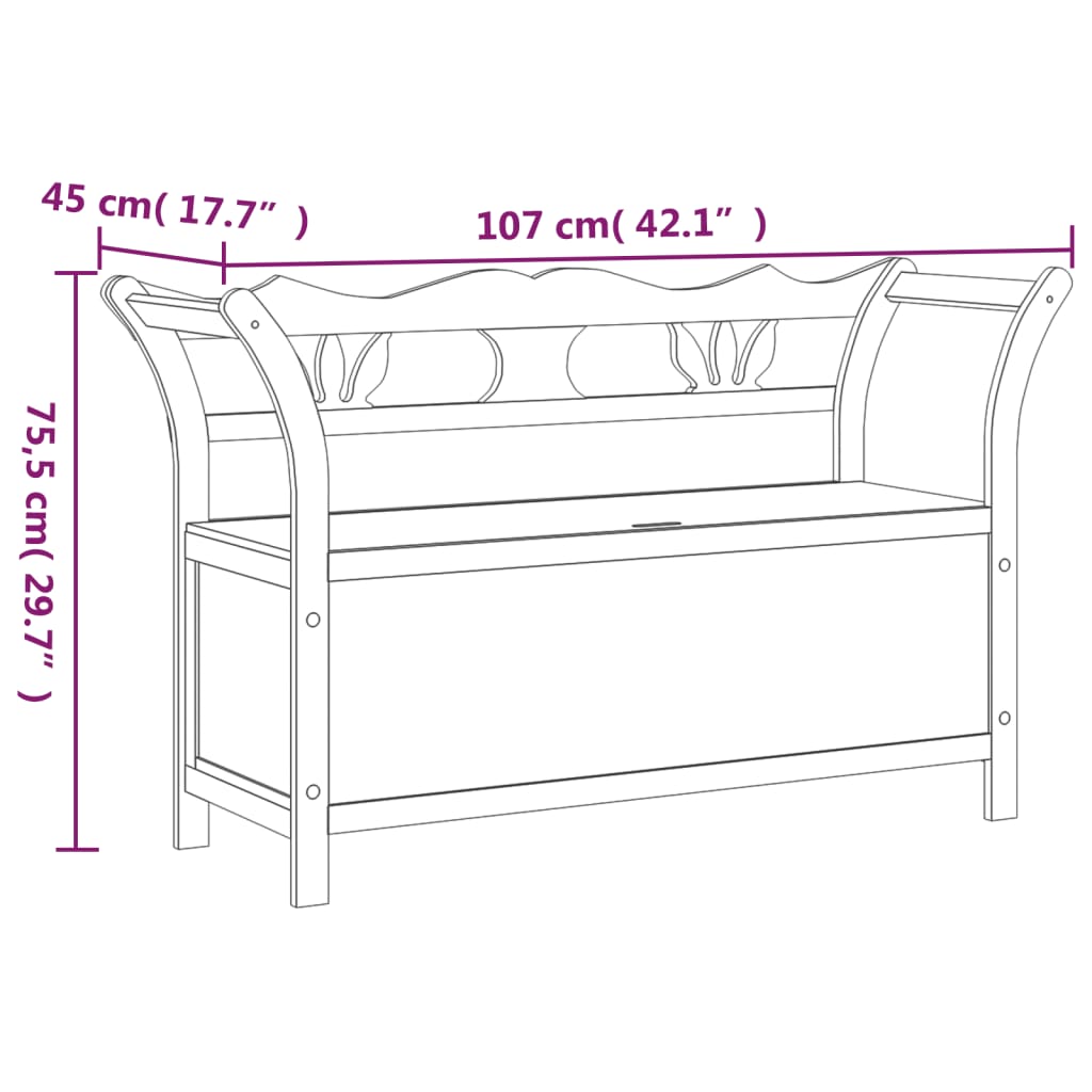 Bench 107X45X75.5 Cm Solid Wood Fir