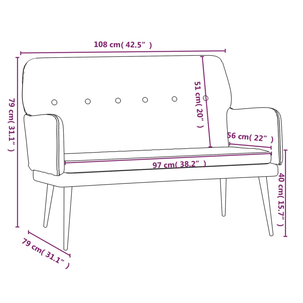 Bench 108X79X79 Cm Velvet