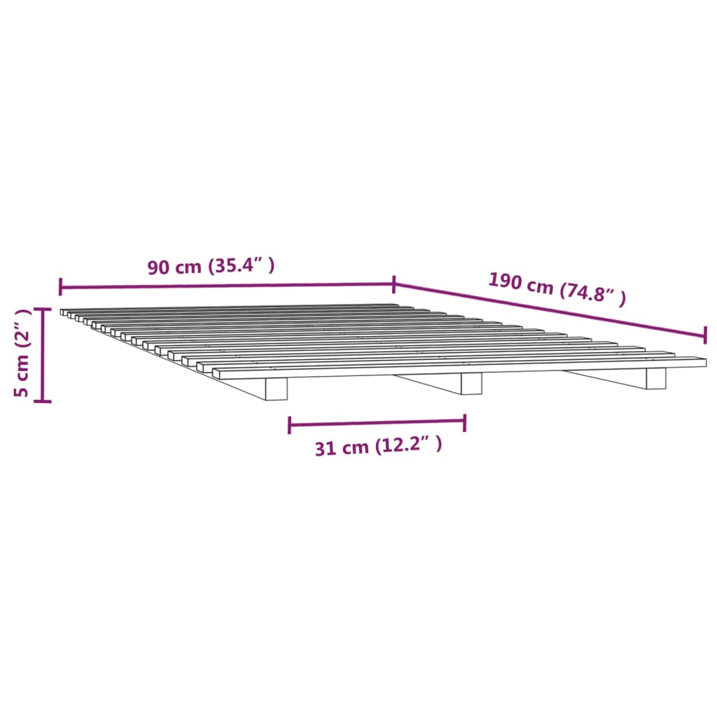 Bed Frame without Mattress 90x190 cm Solid Wood Pine