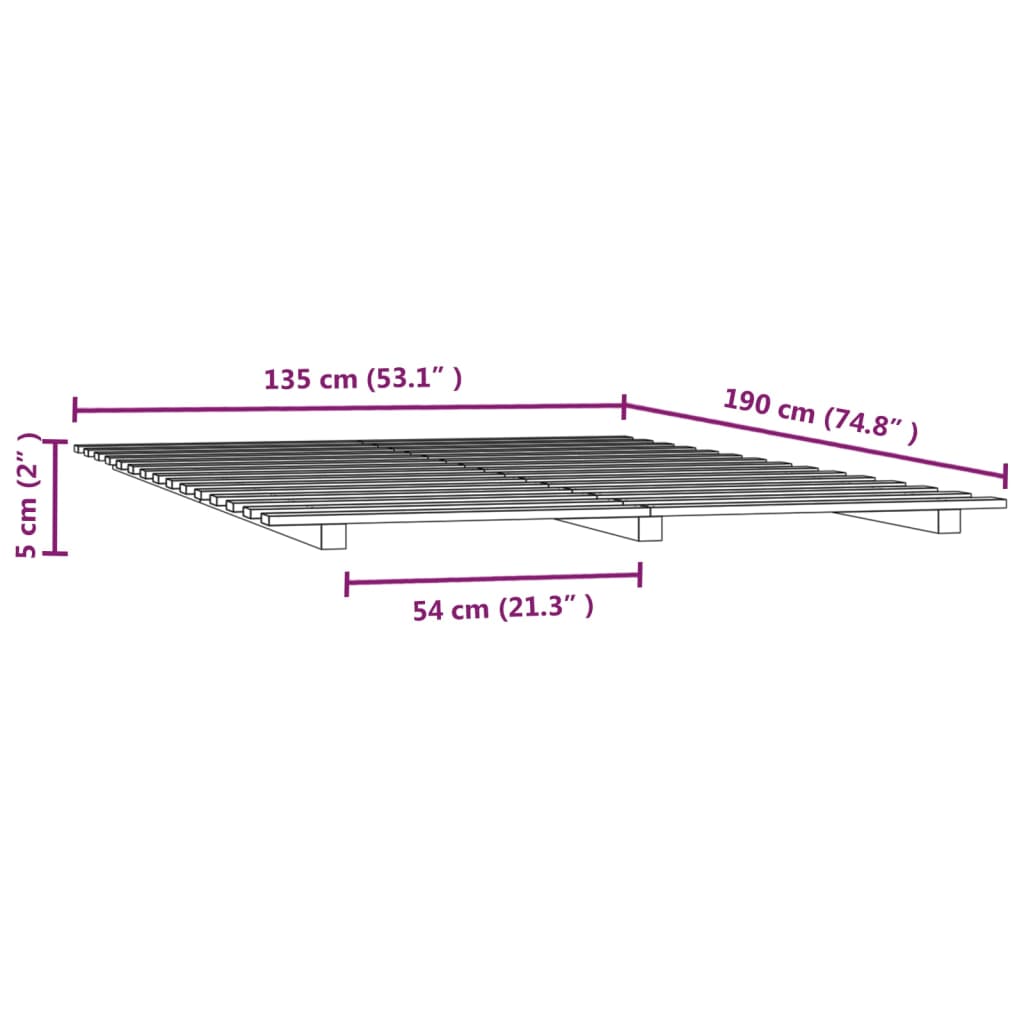 Bed Frame 137x187 cm Double Size Solid Wood Pine