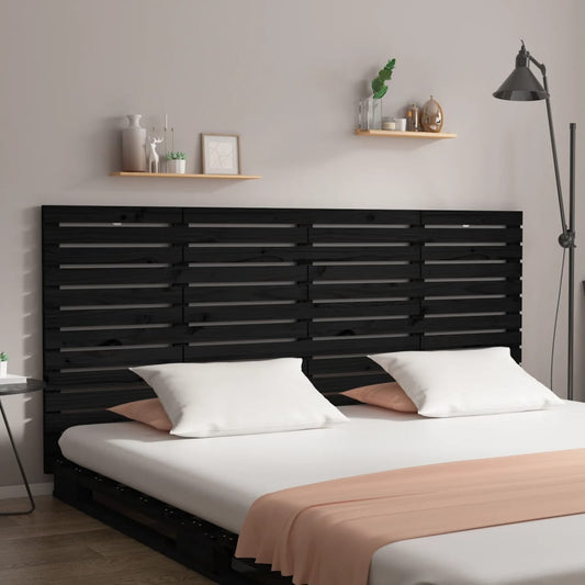 Wall Headboard Black 156x3x91.5 cm Solid Wood Pine