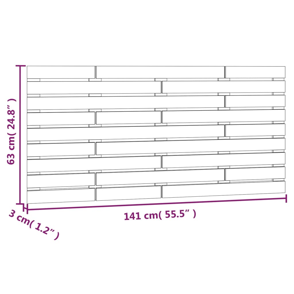 Wall Headboard Black 141x3x63 cm Solid Wood Pine