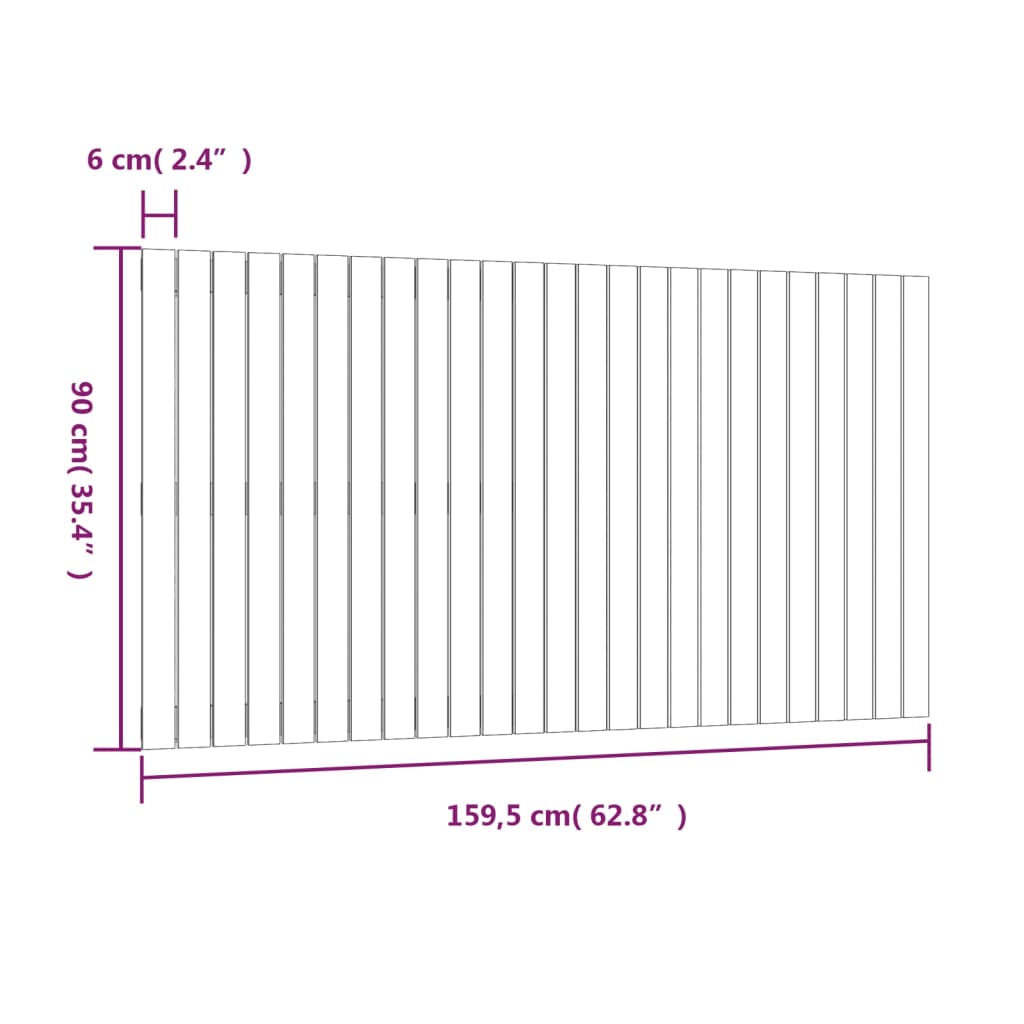 Wall Headboard 59.5X3X90 Cm Solid Wood Pine