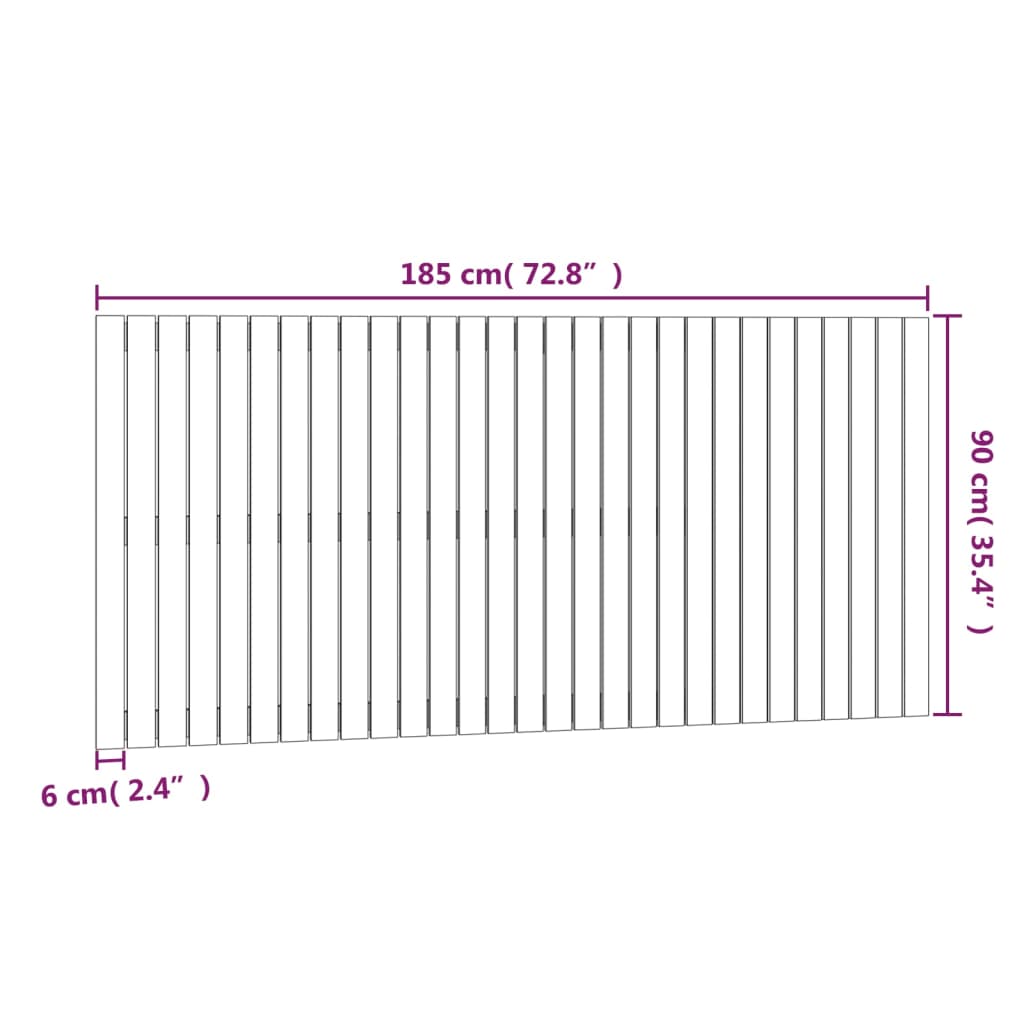 Wall Headboard 185x3x90 cm Solid Wood Pine