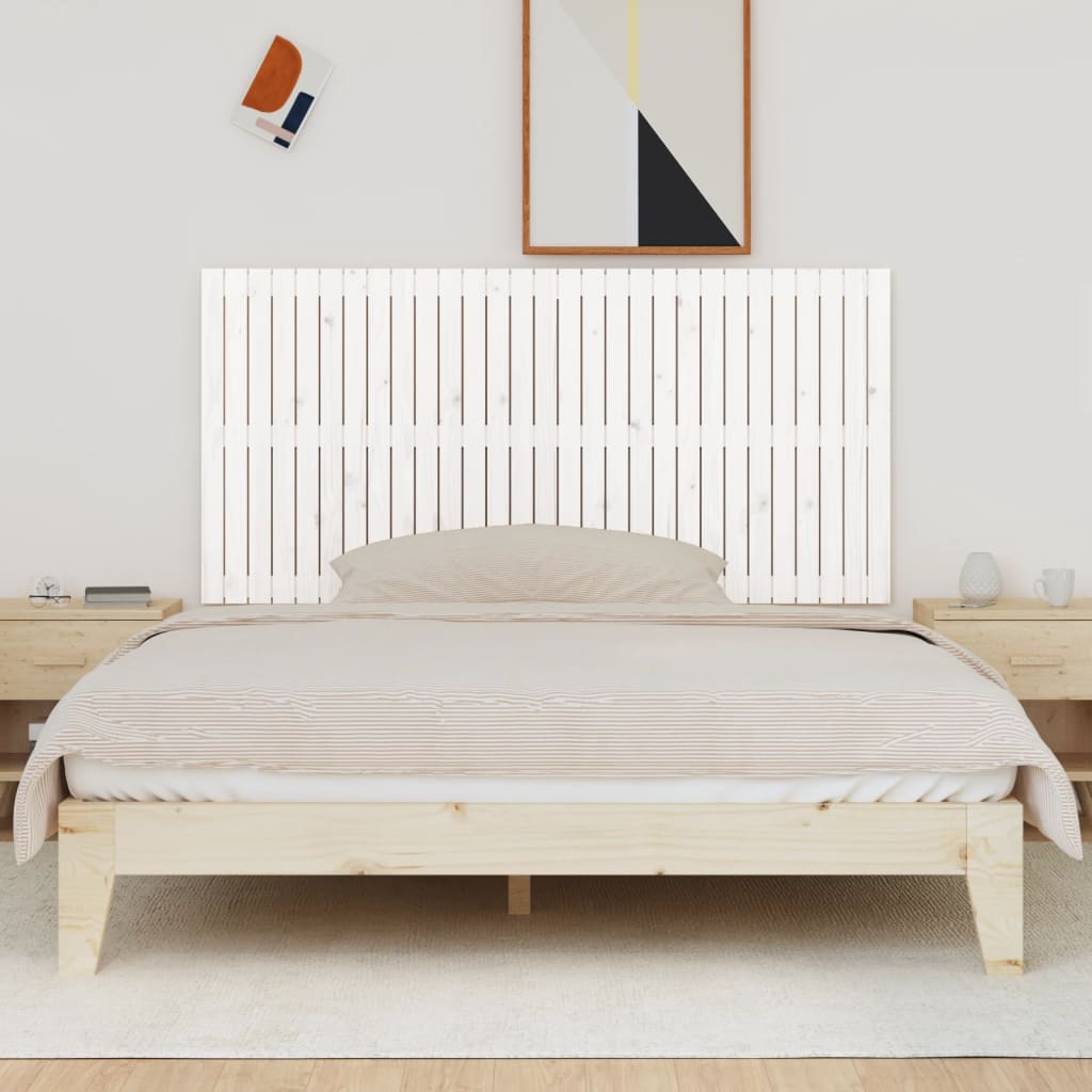 Wall Headboard White 185x3x90 cm Solid Wood Pine