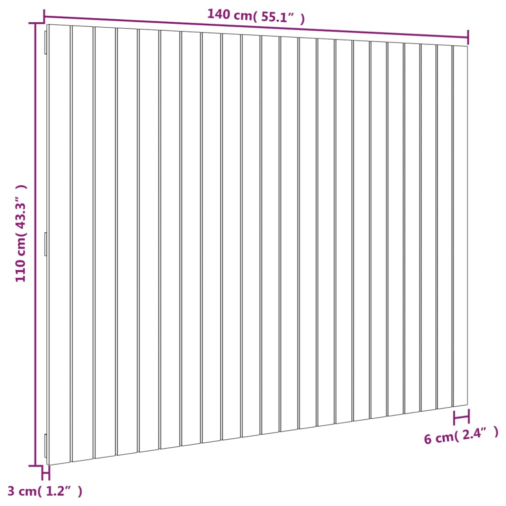 Wall Headboard White 140x3x110 cm Solid Wood Pine