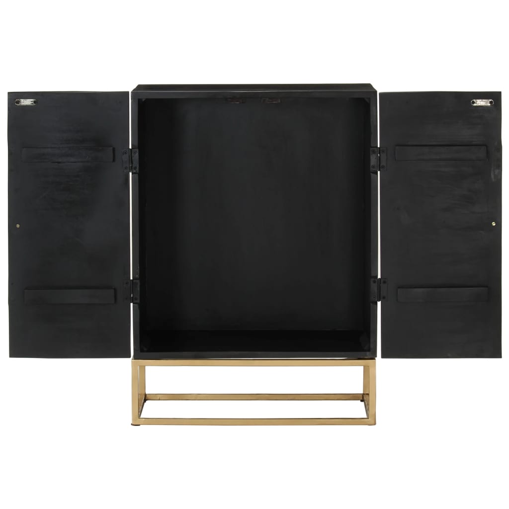 Sideboard Black 55X34X75 Cm Solid Wood Mango And Iron