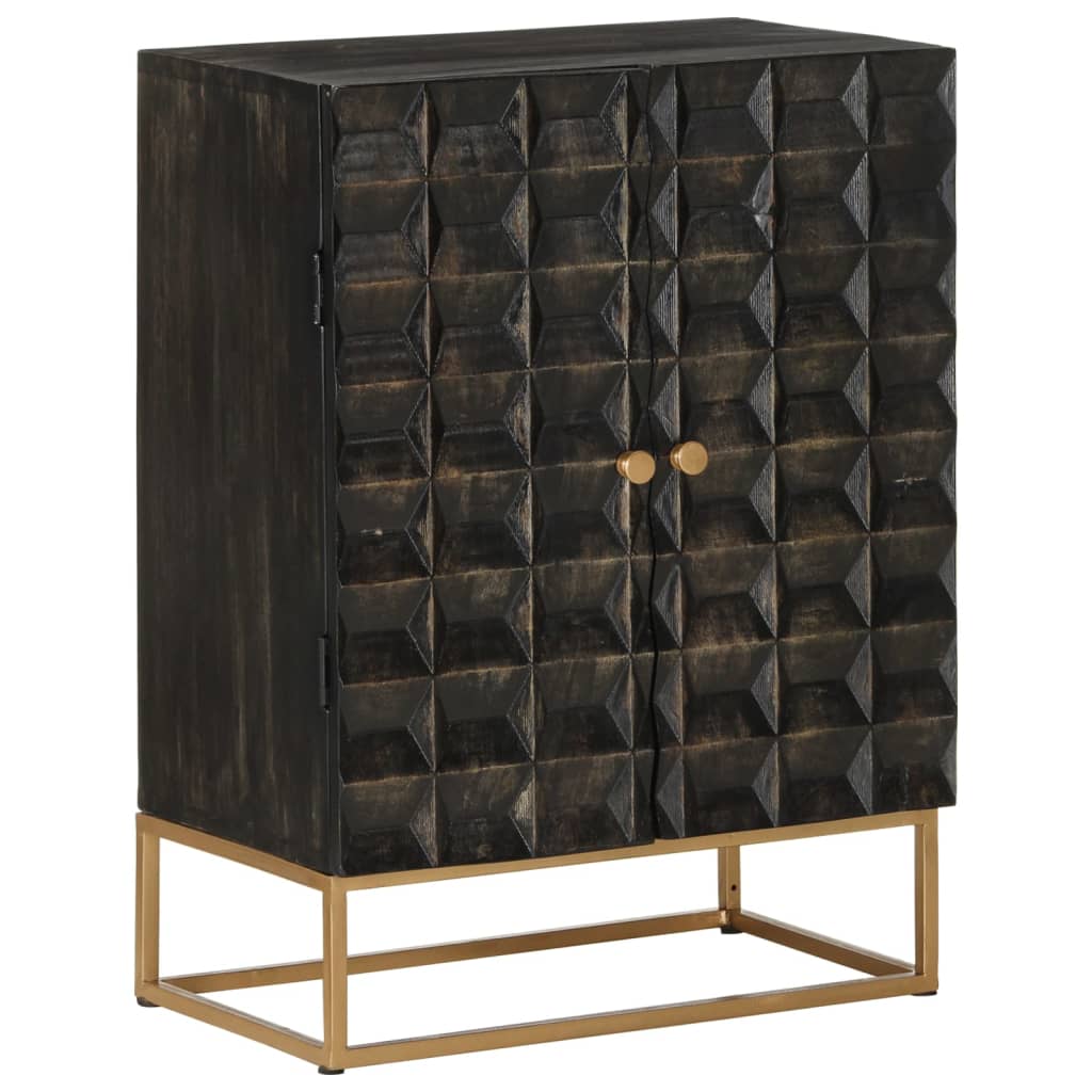 Sideboard Black 55X34X75 Cm Solid Wood Mango And Iron