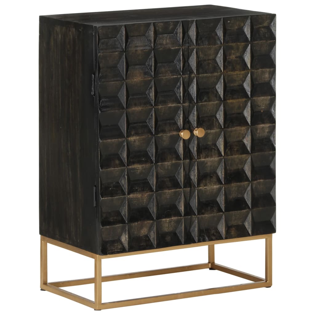 Sideboard Black 55X34X75 Cm Solid Wood Mango And Iron