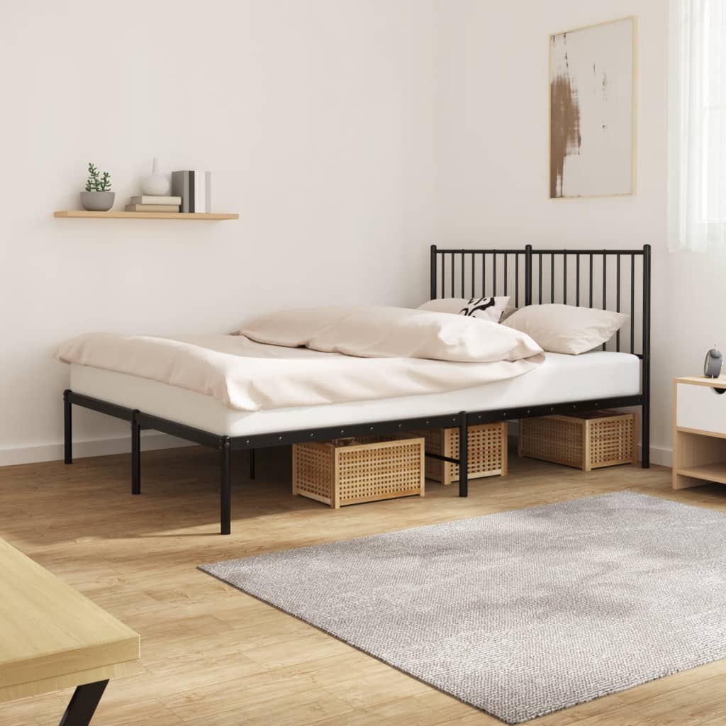 Metal Bed Frame With Headboard And Footboard 183X203 Cm King