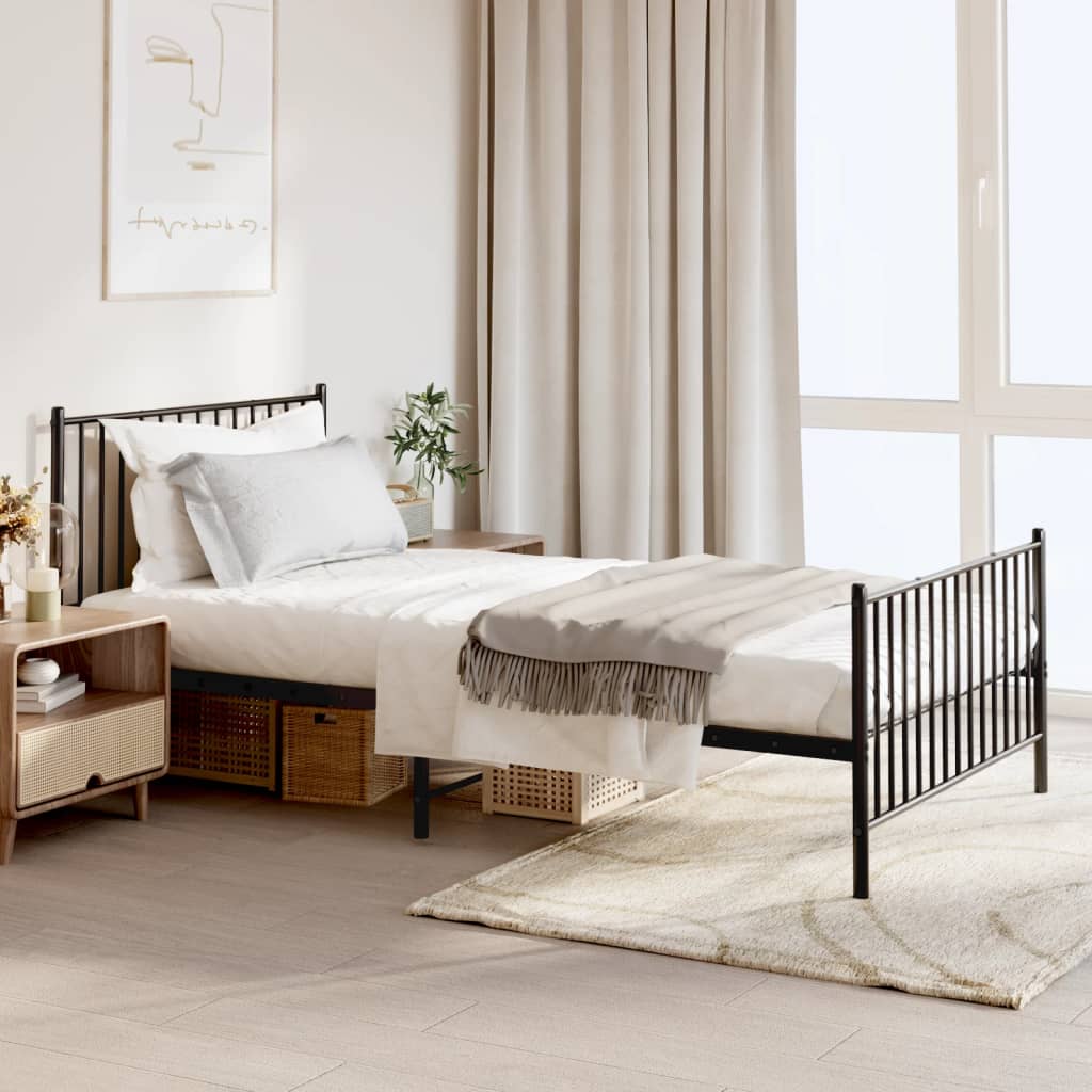 Metal Bed Frame With Headboard And Footboard 183X203 Cm King