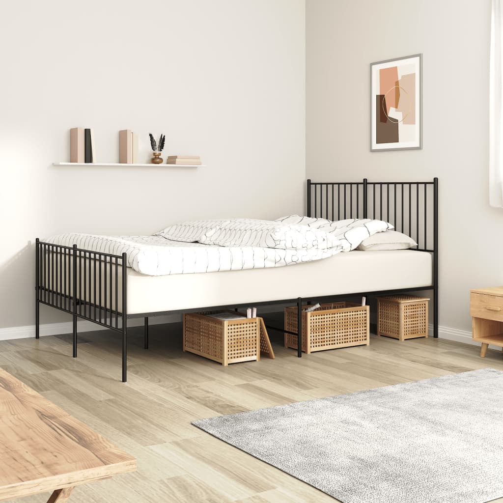 Metal Bed Frame With Headboard And Footboard 183X203 Cm King