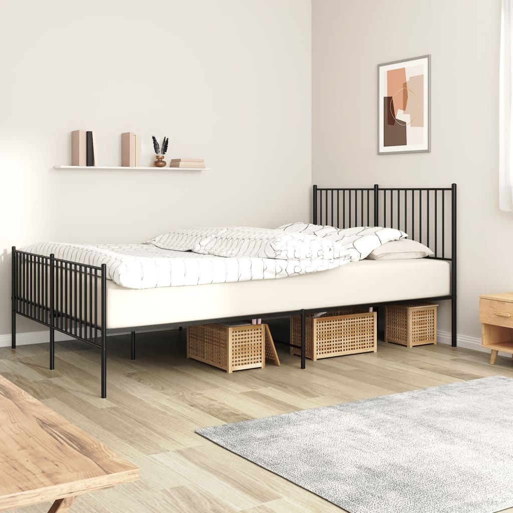 Metal Bed Frame With Headboard And Footboard 183X203 Cm King