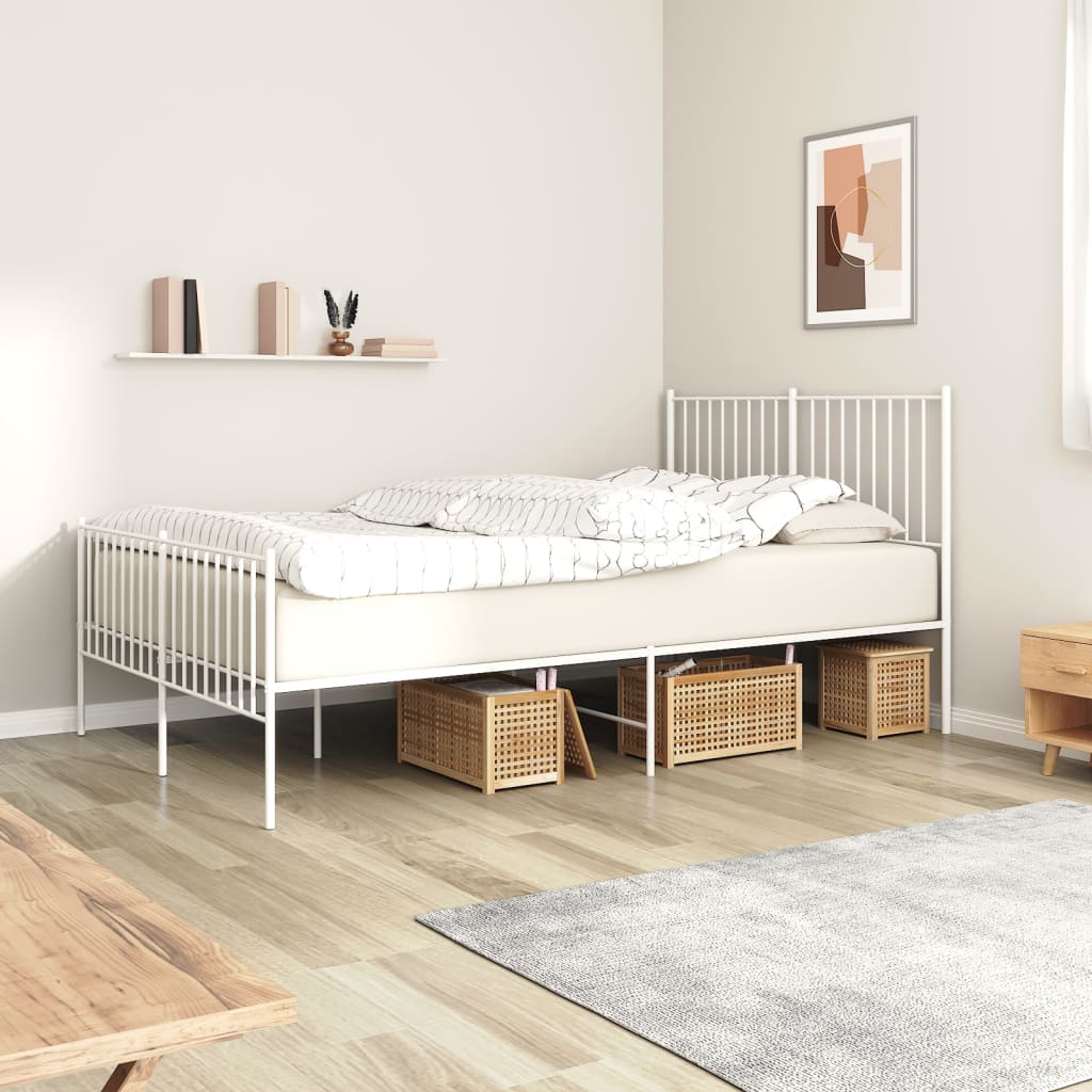 Metal Bed Frame With Headboard And Footboard 183X203 Cm King