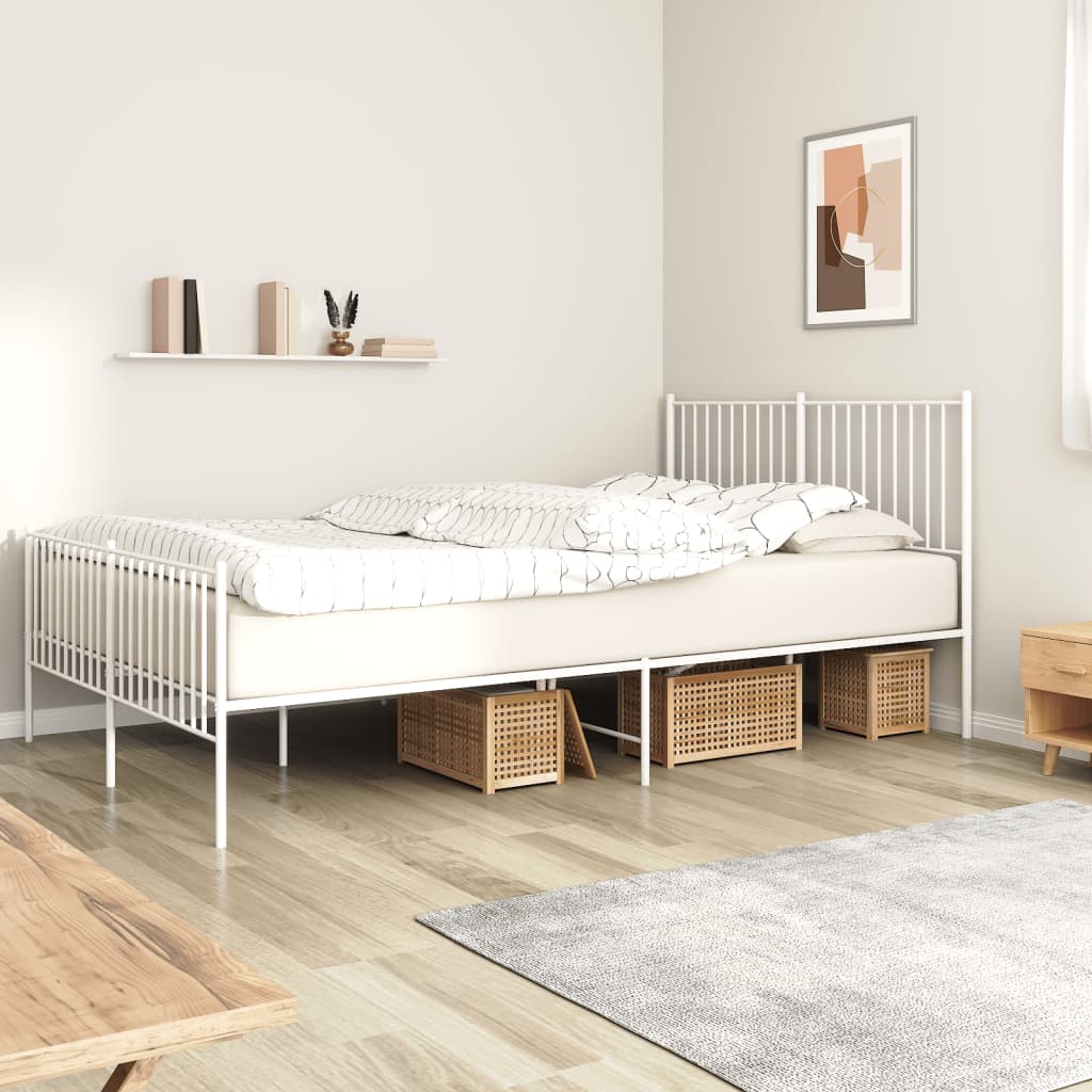 Metal Bed Frame With Headboard And Footboard 183X203 Cm King