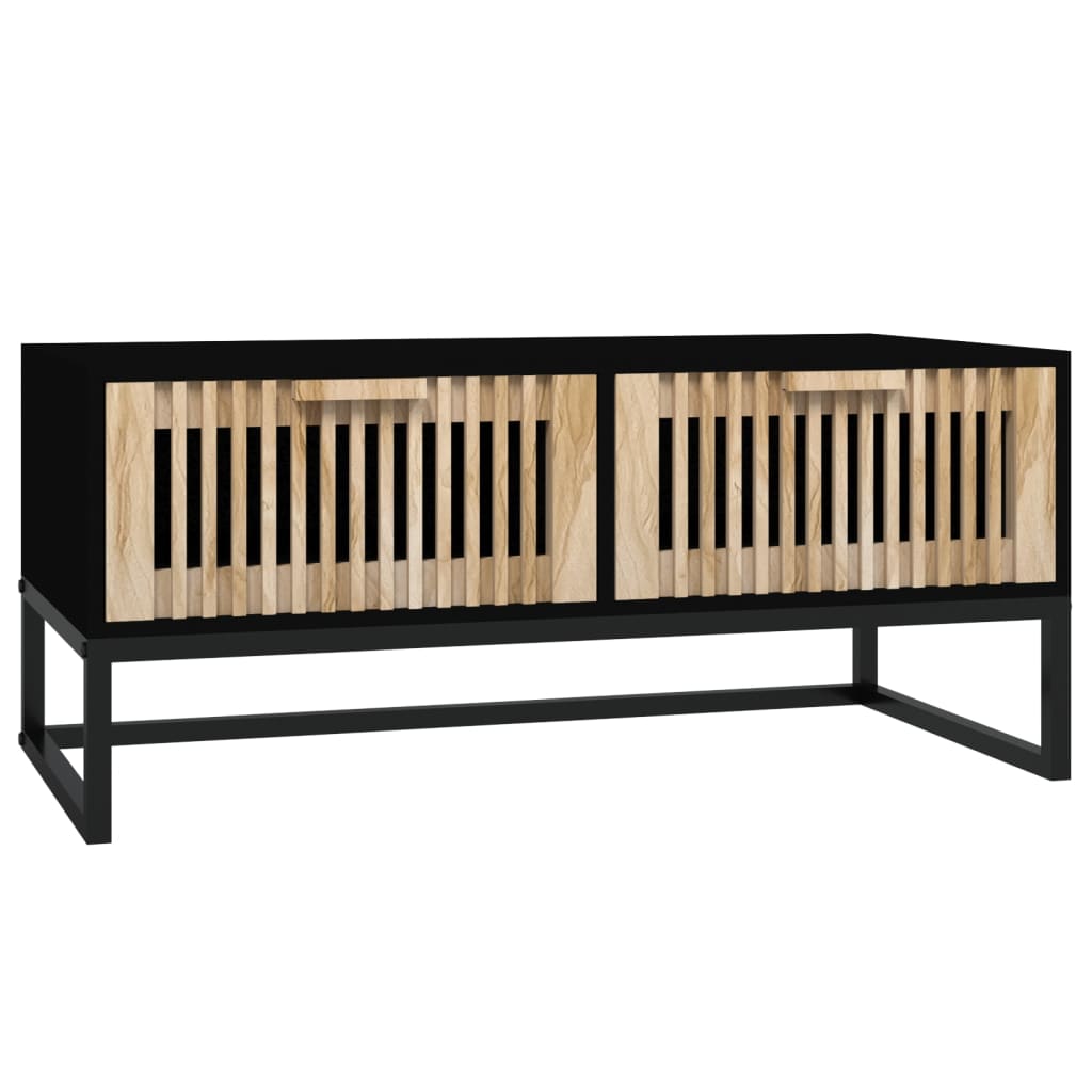 Coffee Table Black 80x40x35 cm Engineered Wood and Iron