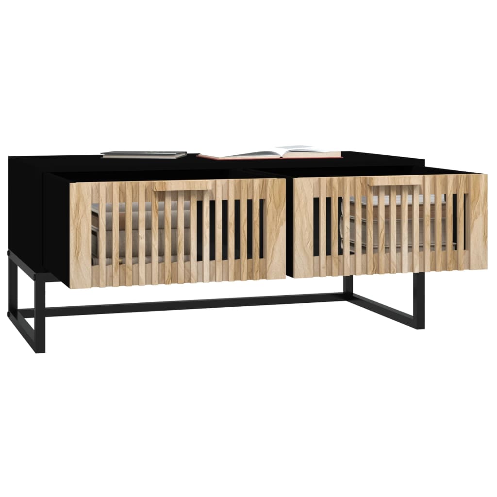 Coffee Table Black 80x40x35 cm Engineered Wood and Iron