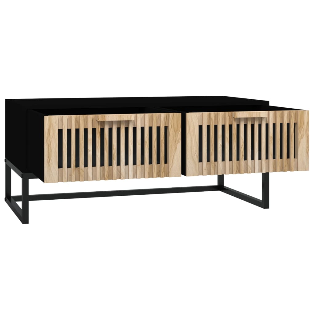 Coffee Table Black 80x40x35 cm Engineered Wood and Iron