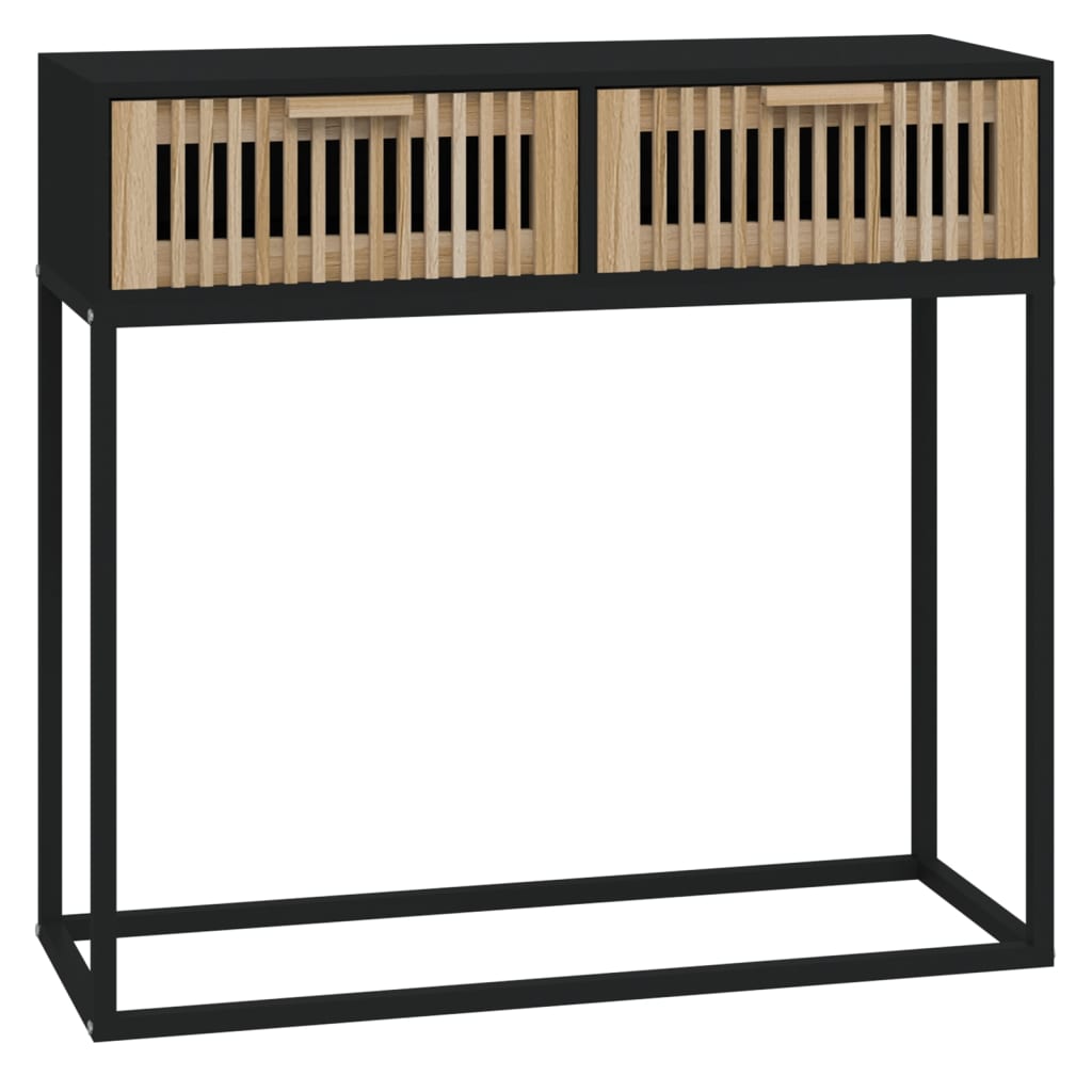 Console Table Black 80x30x75 cm Engineered Wood and Iron