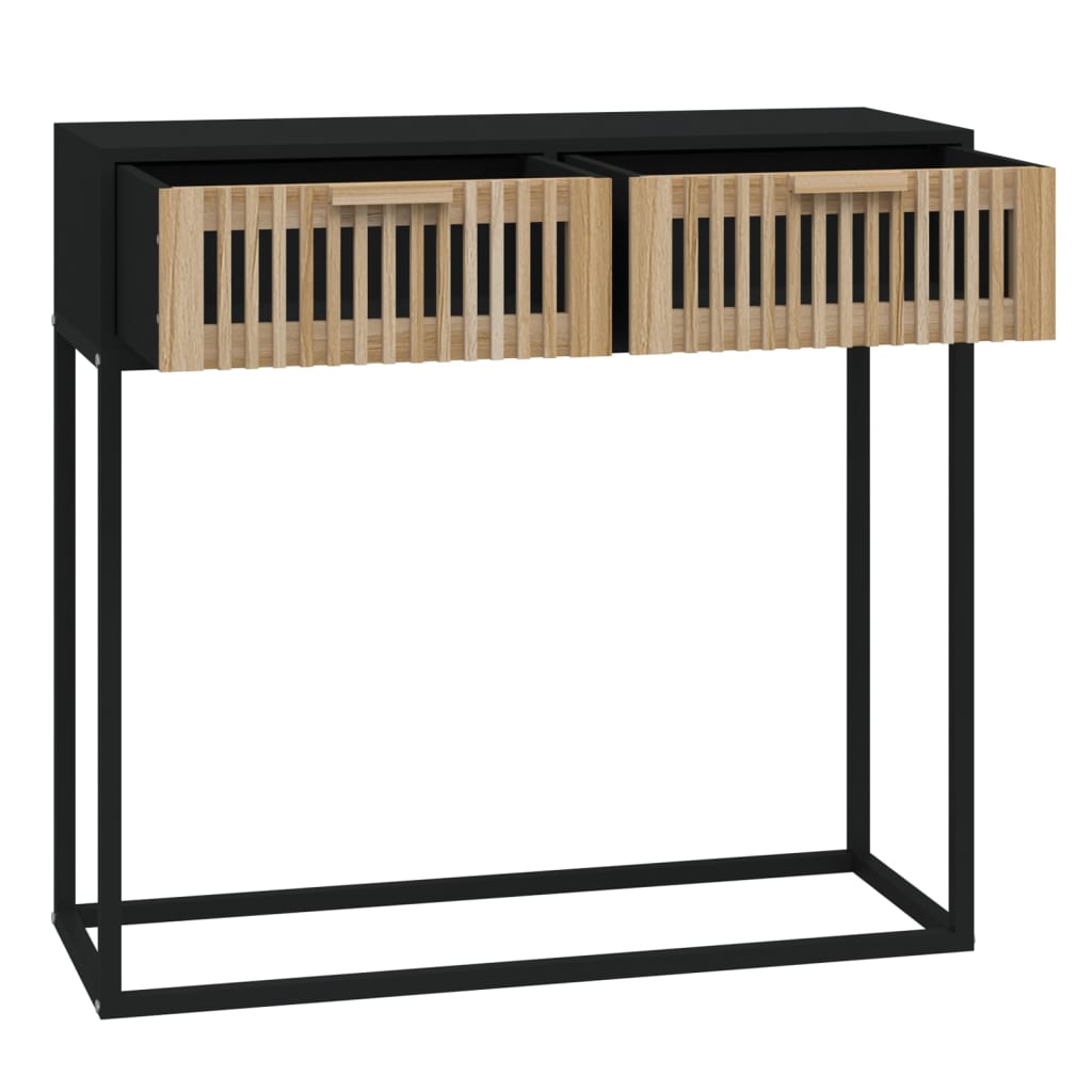 Console Table Black 80x30x75 cm Engineered Wood and Iron