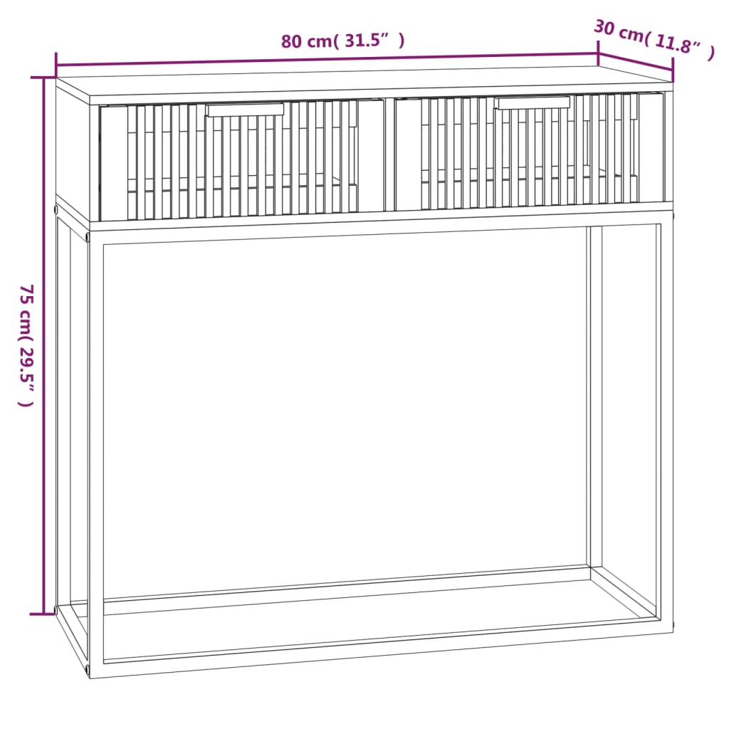 Console Table Black 80x30x75 cm Engineered Wood and Iron