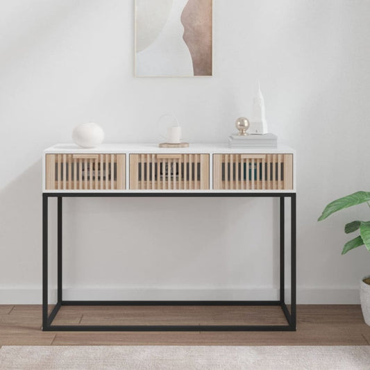 Console Table White 105x30x75 cm Engineered Wood and Iron