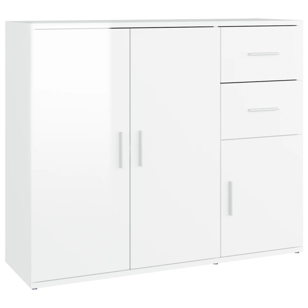 Sideboard High Gloss White 91x29.5x75 cm Engineered Wood