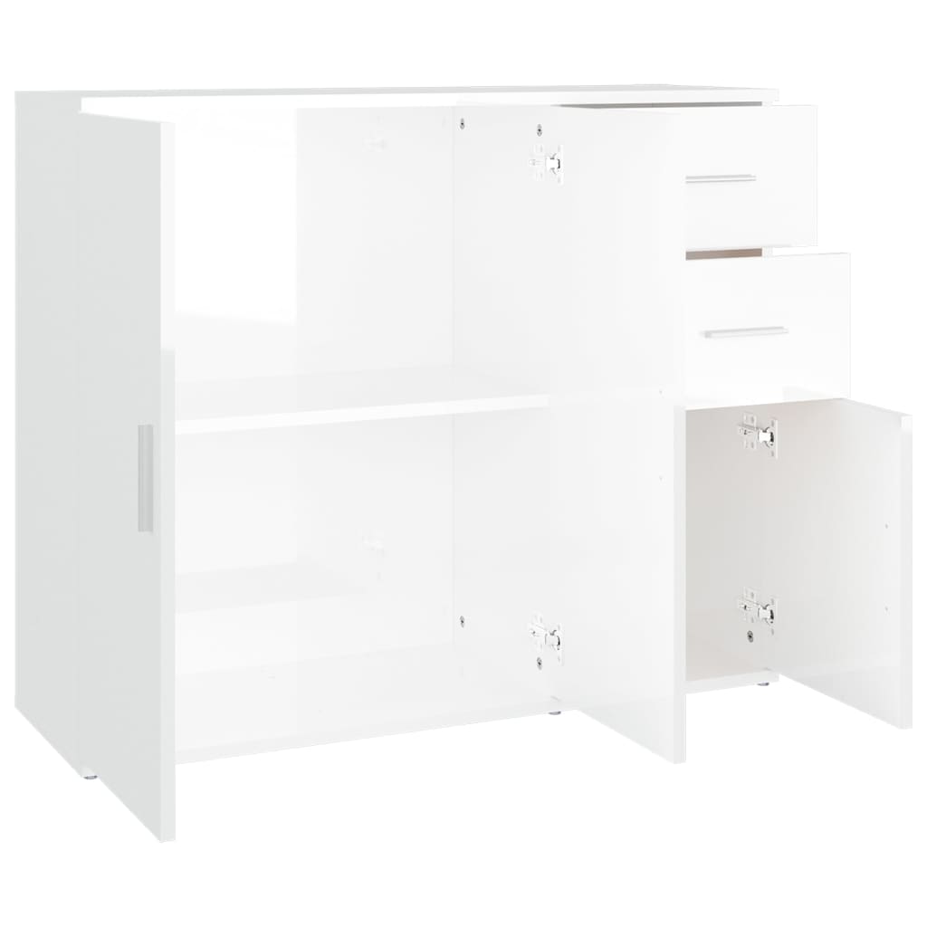 Sideboard High Gloss White 91x29.5x75 cm Engineered Wood