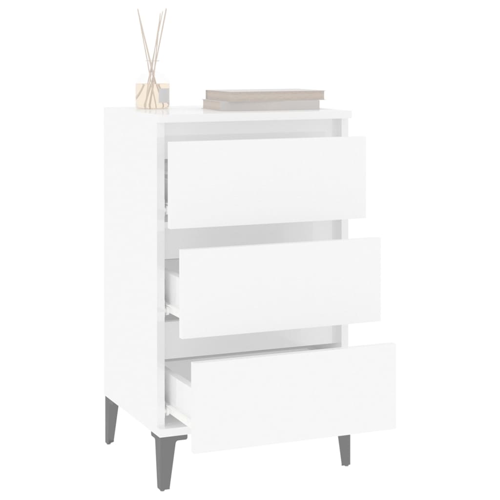 Bedside Cabinet High Gloss White 40x35x70 cm Engineered Wood