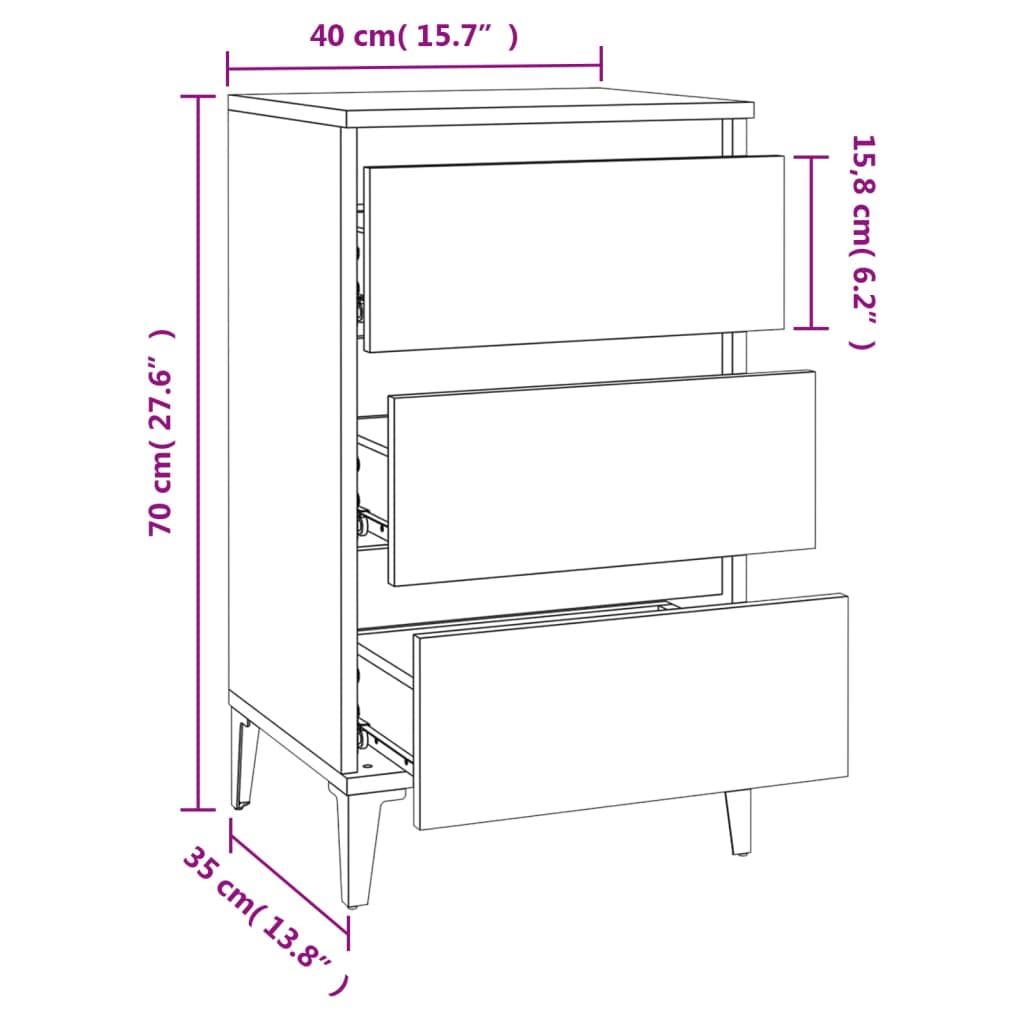 Bedside Cabinet Sonoma Oak 40x35x70 cm Engineered Wood