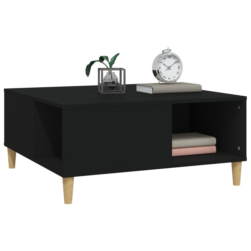 Coffee Table Black 80x80x36.5 cm Engineered Wood