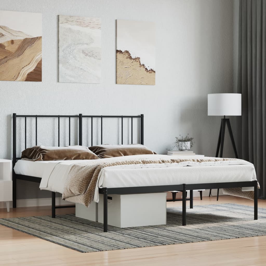 Metal Bed Frame With Headboard And Footboard 153X203 Cm Queen Size