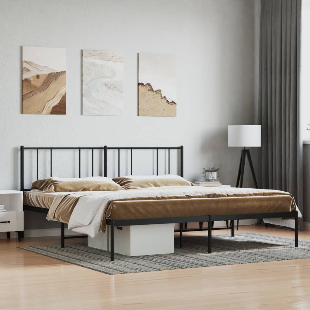 Metal Bed Frame With Headboard And Footboard 153X203 Cm Queen Size