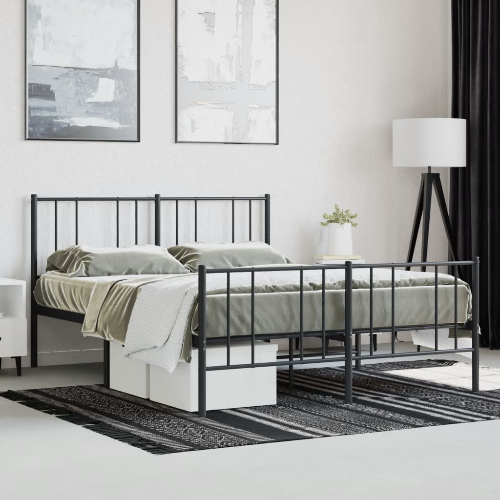 Metal Bed Frame With Headboard And Footboard 153X203 Cm Queen Size