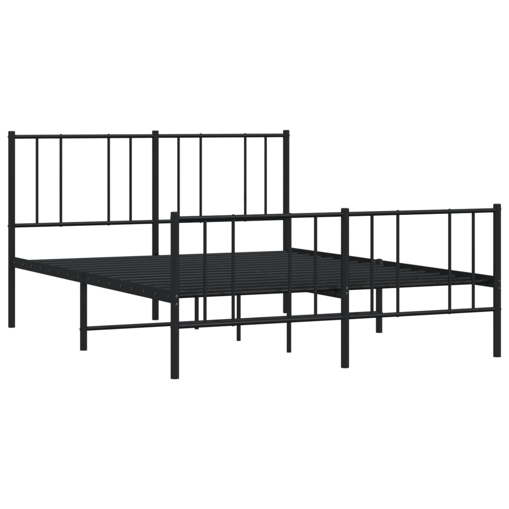 Metal Bed Frame With Headboard And Footboard 153X203 Cm Queen Size